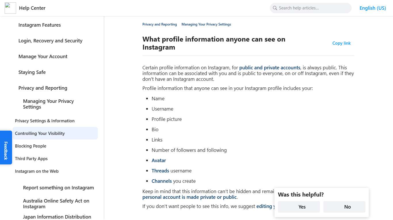 What profile information anyone can see on Instagram | Instagram Help Center